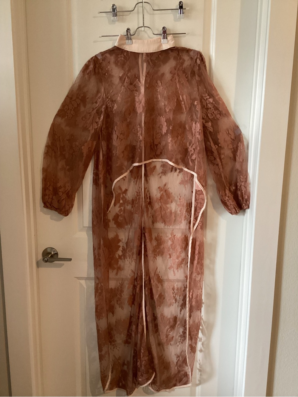 Sheer Floral High Low Overlay in Warm Brown
